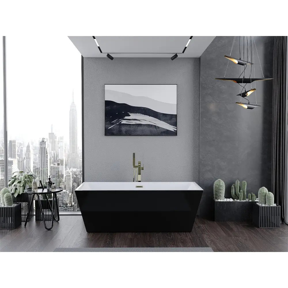 Mexen Lita Frittstående Badekar 170x75 Cm Hvit/svart Gull Overløp - 52121707575-g
