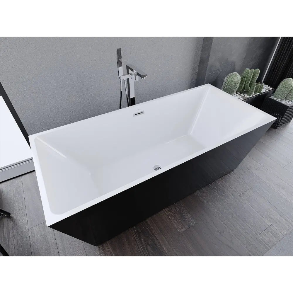 Mexen Lita Frittstående Badekar 170x75 Cm Hvit/svart Overløp Krom