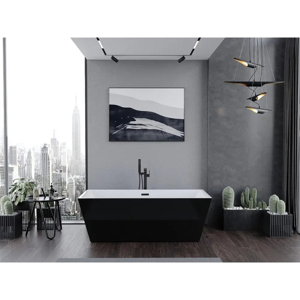 Mexen Lita Frittstående Badekar 170x75 Cm Hvit/svart Svart Overløp - 52121707575-b