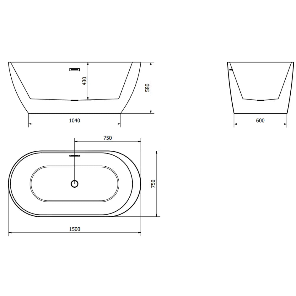 Mexen Livia Frittstående Badekar 150x75 Cm Hvit