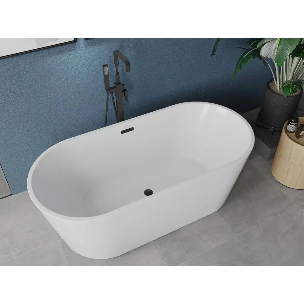 Mexen Luna Frittstående Badekar 150x75 Cm Hvit med Svart Overløp - 52031507500-b