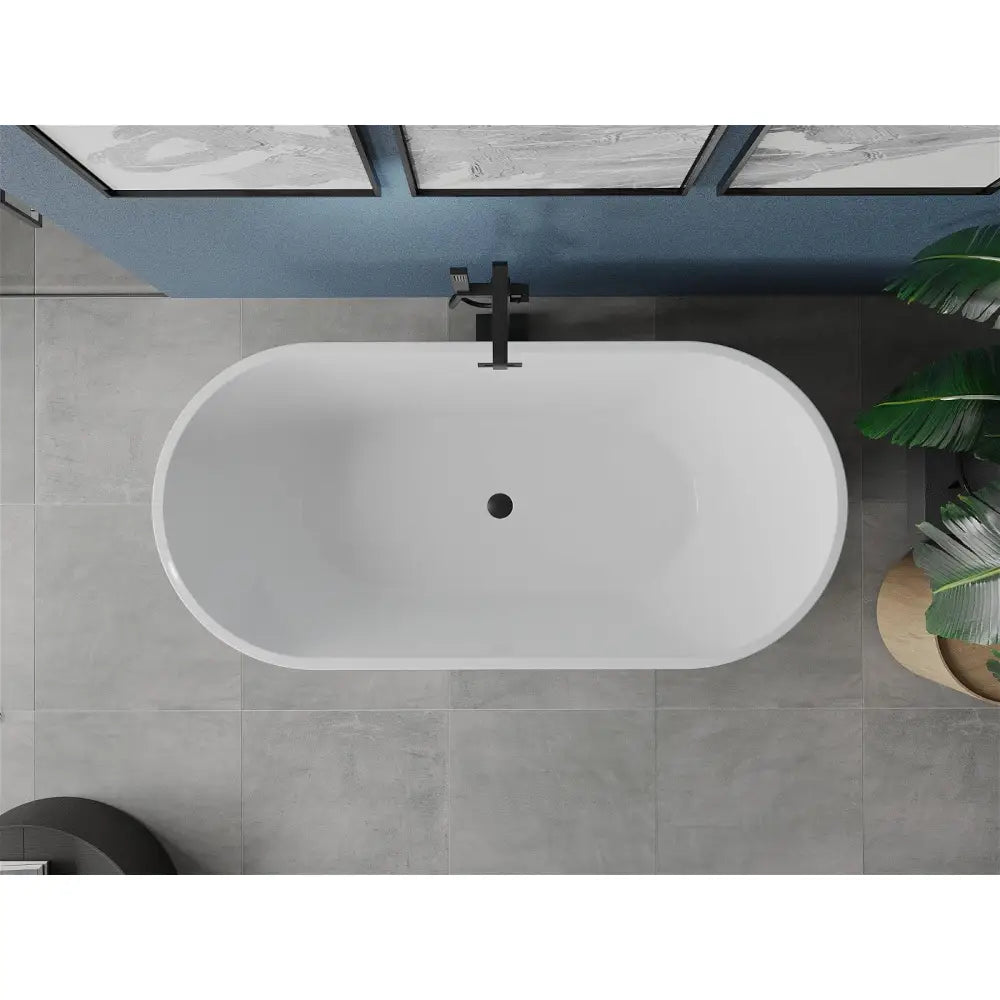 Mexen Luna Frittstående Badekar 150x75 Cm Hvit med Svart Overløp - 52031507500-b