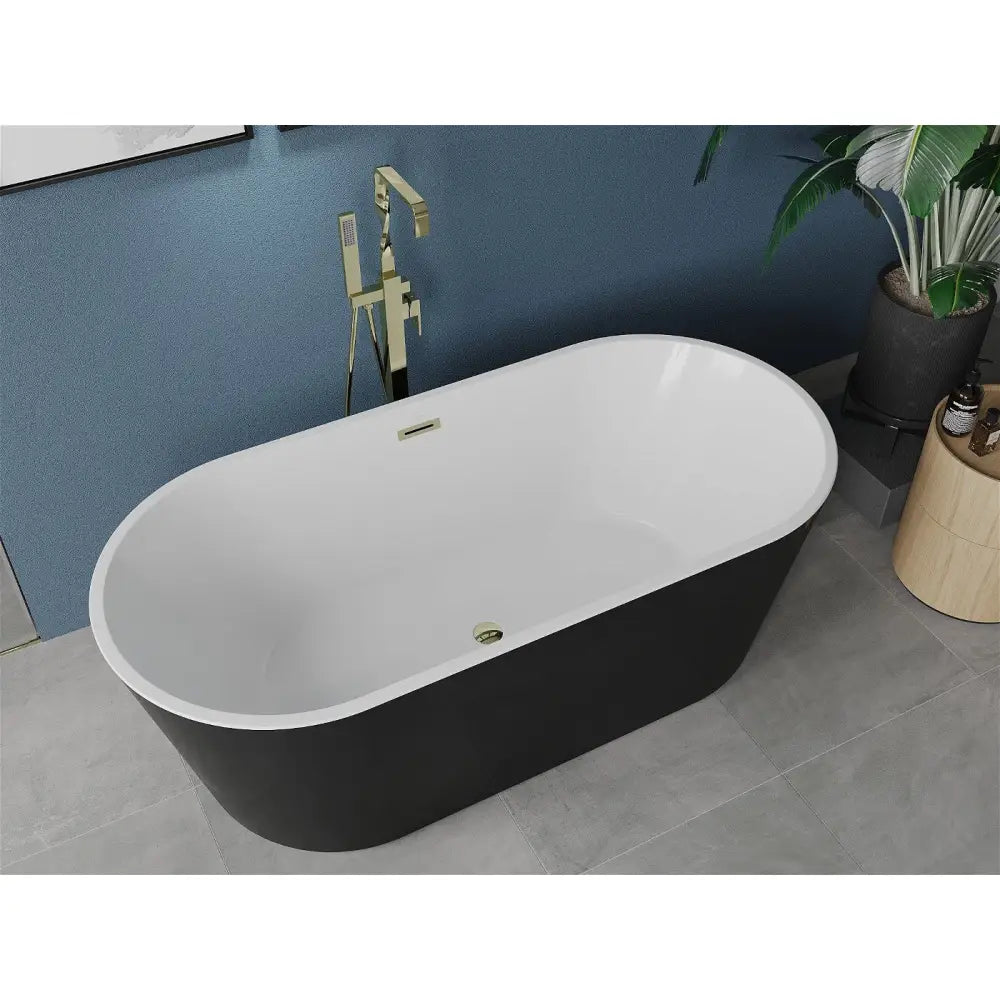 Mexen Luna Frittstående Badekar 150x75 Cm Hvit/svart Gull Overføring - 52031507575-g