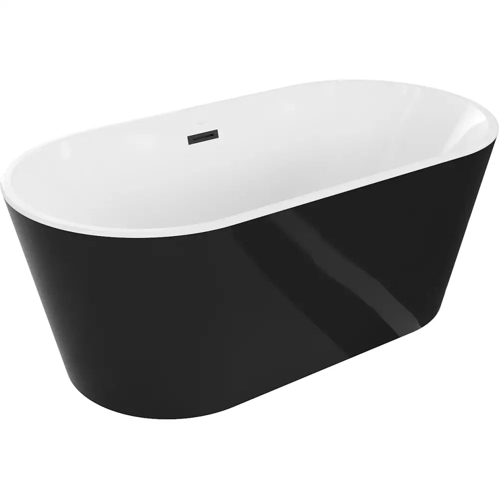 Mexen Luna Frittstående Badekar 150x75 Cm Hvit/svart Svart Overløp - 52031507575-b