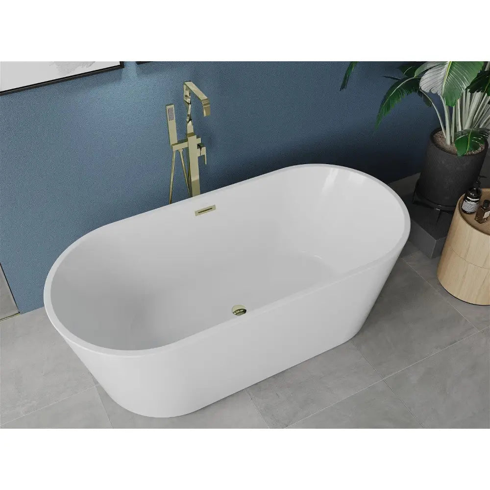 Mexen Luna Frittstående Badekar 150x75 Cm Hvitt Gull Overløp - 52031507500-g