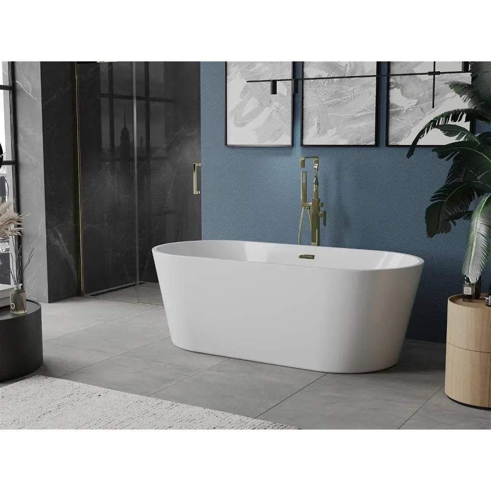 Mexen Luna Frittstående Badekar 170x80 Cm Hvit Gull Overløp - 52031708000-g