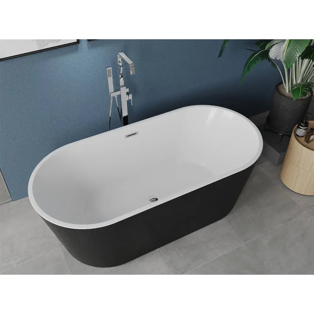 Mexen Luna Frittstående Badekar 170x80 Cm Hvit/svart Overløp Krom