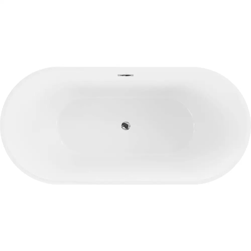 Mexen Luna Frittstående Badekar 170x80 Cm Hvitt Overfyllingssett i Krom