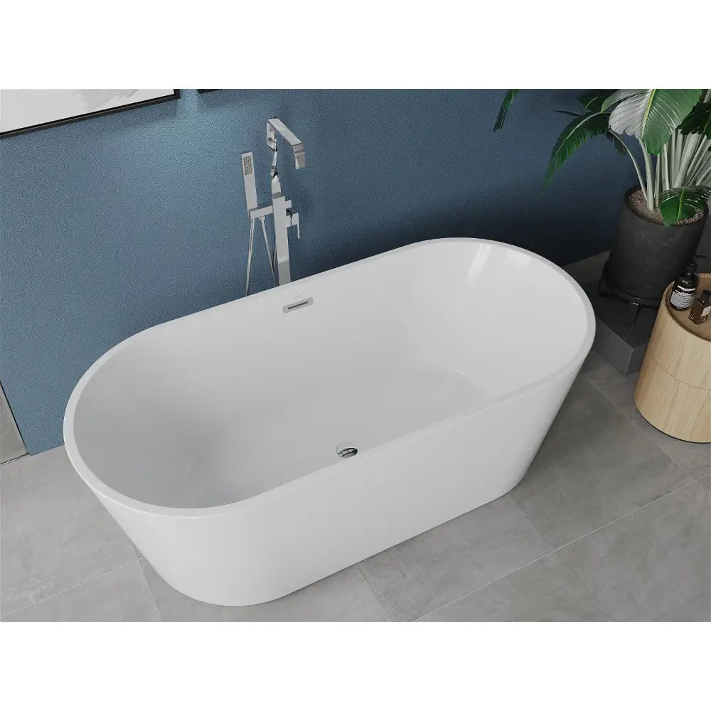 Mexen Luna Frittstående Badekar 170x80 Cm Hvitt Overfyllingssett i Krom