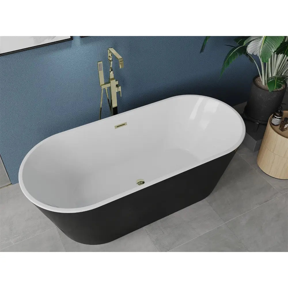 Mexen Luna Frittstående Badekar 180x80 Cm Hvit/svart Gull Overløp - 52031808075-g