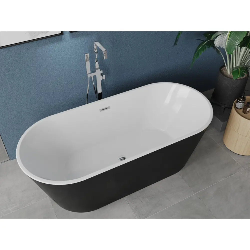 Mexen Luna Frittstående Badekar 180x80 Cm Hvit/svart Overløp Krom