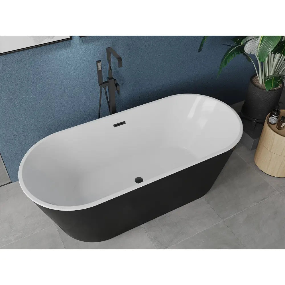 Mexen Luna Frittstående Badekar 180x80 Cm Hvit/svart Svart Overløp - 52031808075-b