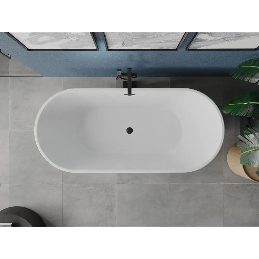 Mexen Luna Frittstående Badekar 180x80 Cm Hvit/svart Svart Overløp - 52031808075-b