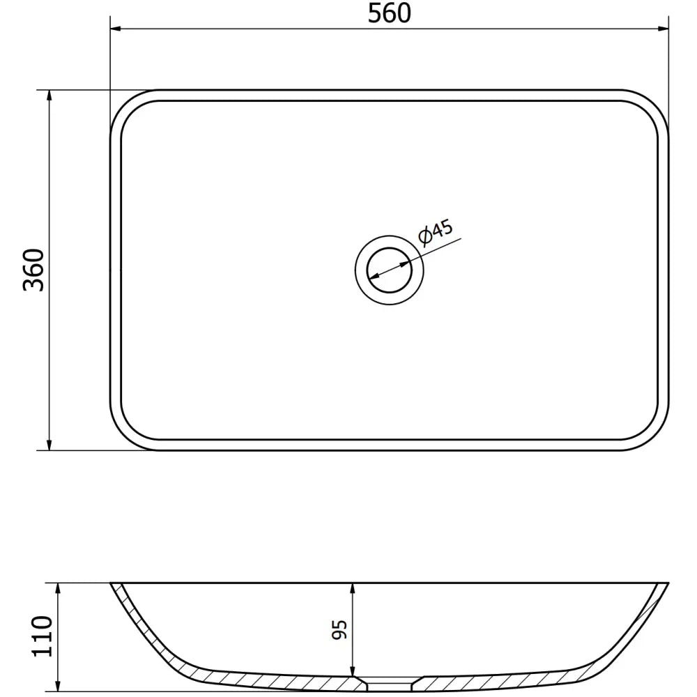 Mexen Megan Glasservant for Benkeplate 56x36 Cm Hvit