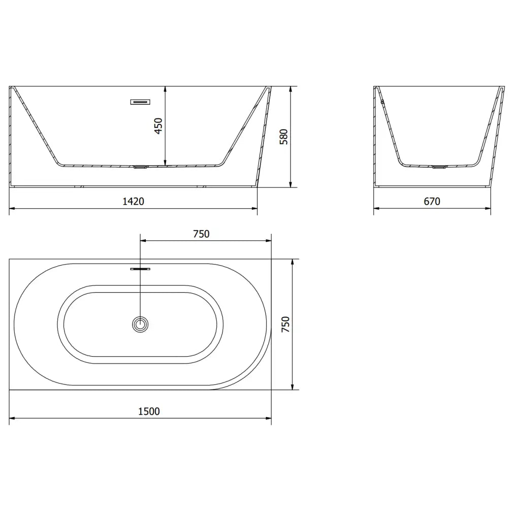 Mexen Mia Frittstående Badekar Hjørne Venstre 150x75 Cm Hvit Overløp Krom - 52691507500l