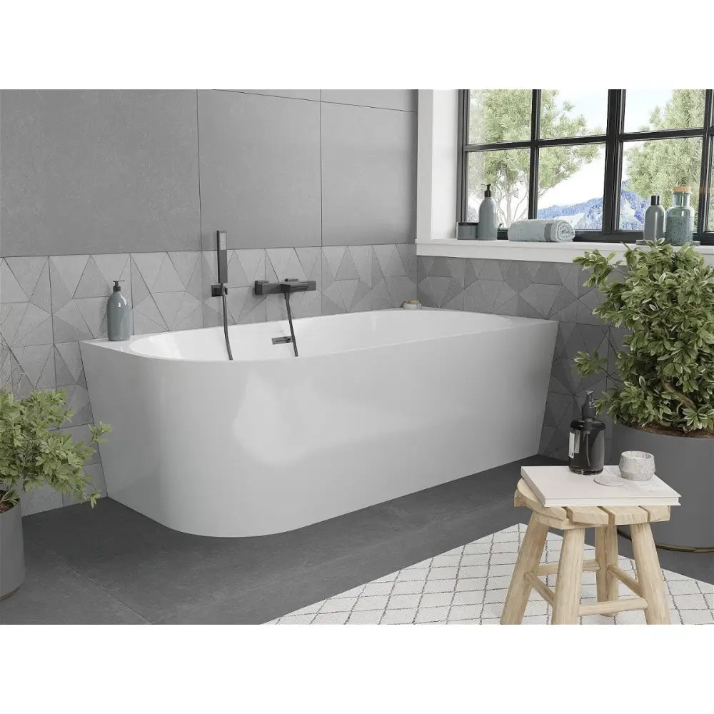 Mexen Mia Frittstående Hjørnebadekar Høyre 170x80 Cm Hvit med Svart Overløp - 52691708000p-b
