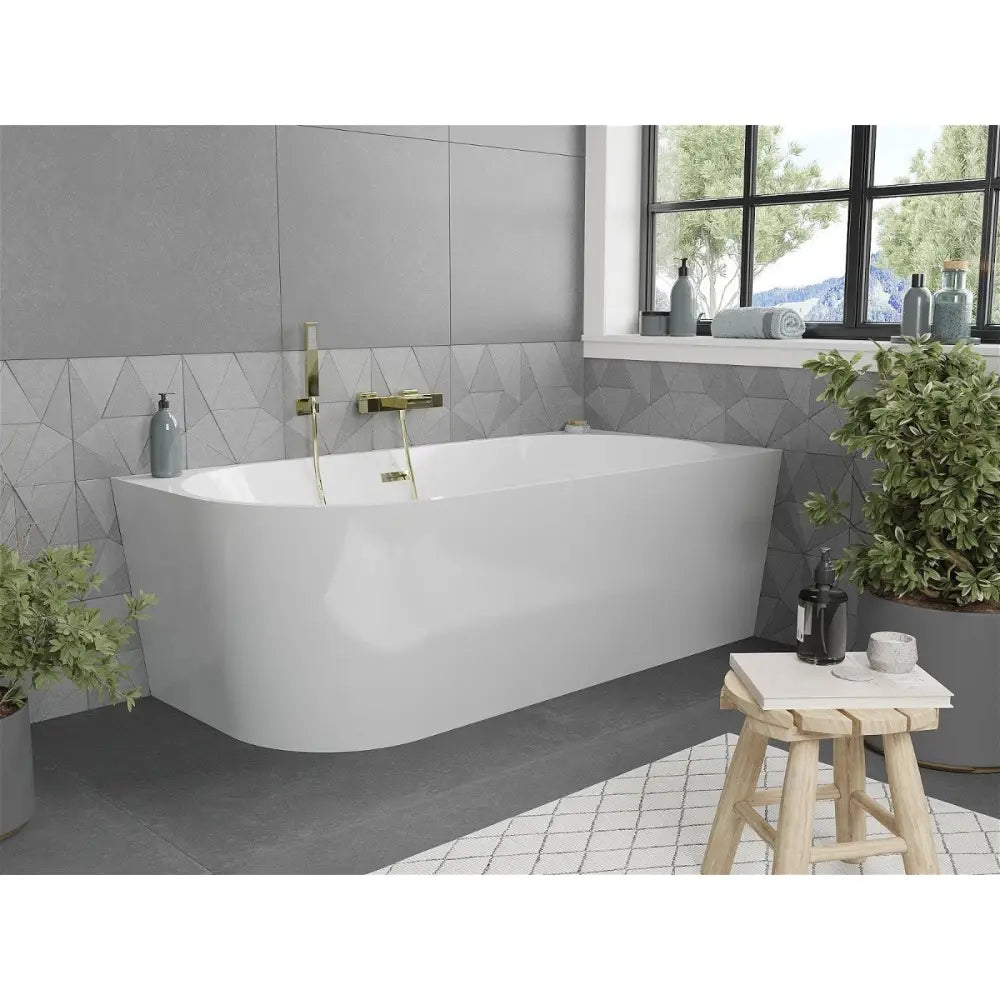 Mexen Mia Frittstående Hjørnebadekar Høyre 170x80 Cm Hvit med Gull Overløp - 52691708000p-g
