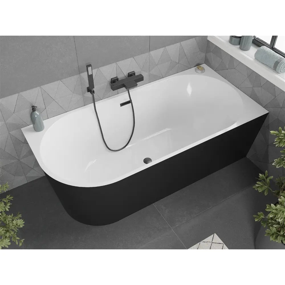 Mexen Mia Frittstående Hjørnebadekar Høyre 170x80 Cm Hvit/svart med Svart Overløp - 52691708075p-b