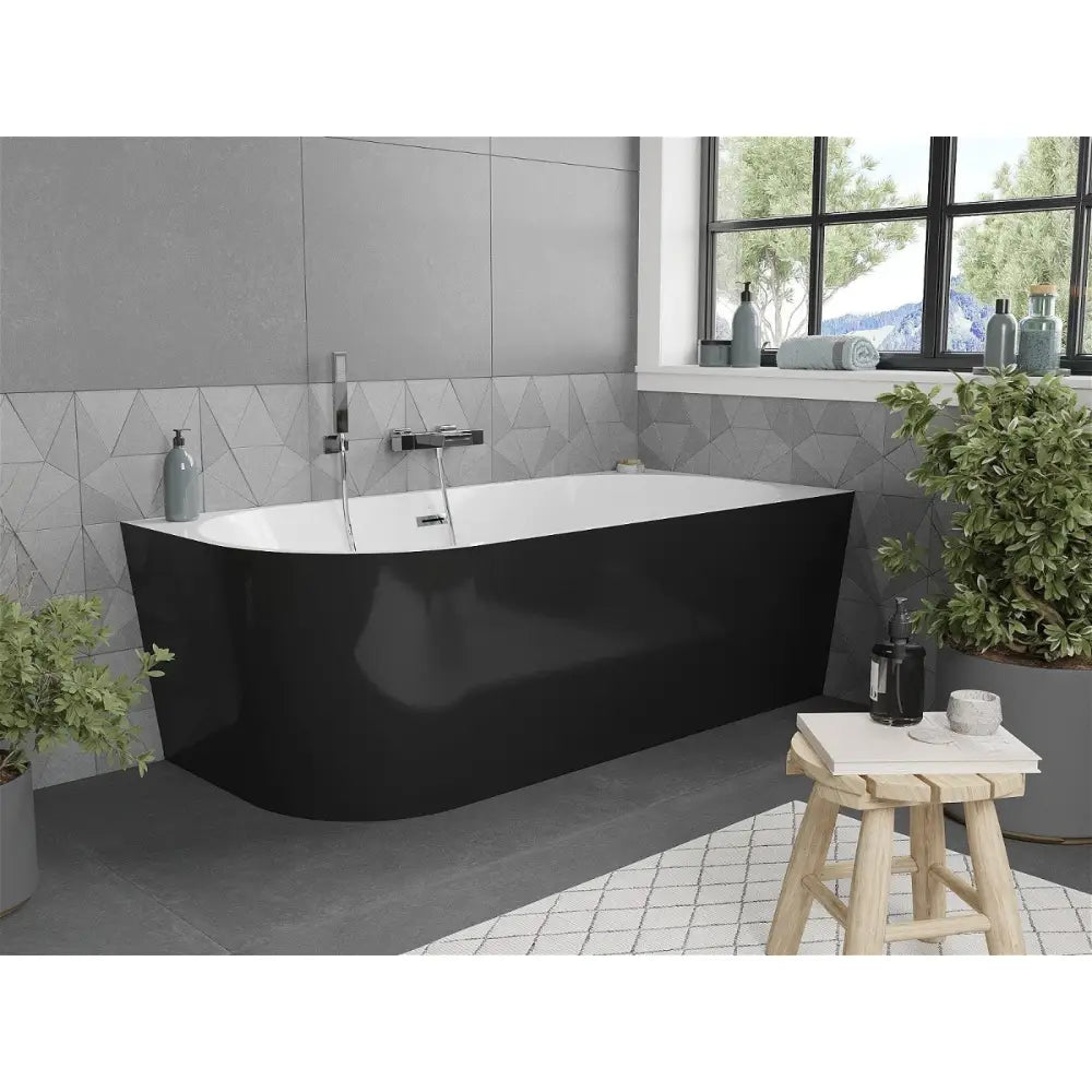 Mexen Mia Frittstående Hjørnebadekar Høyre 170x80 Cm Hvit/svart Overløp Krom - 52691708075p