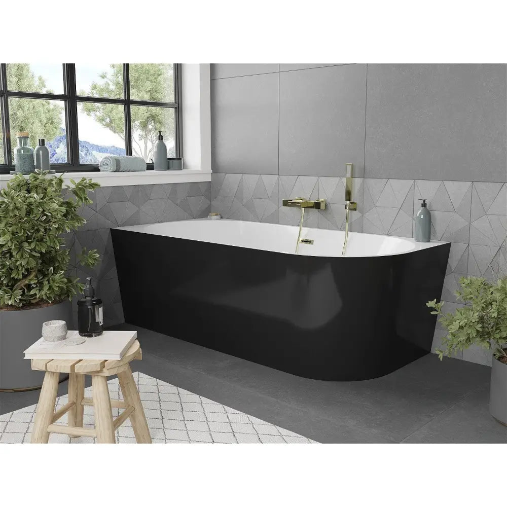 Mexen Mia Frittstående Hjørnebadekar Venstre 170x80 Cm Hvit/svart Overløp i Gull - 52691708075l-g