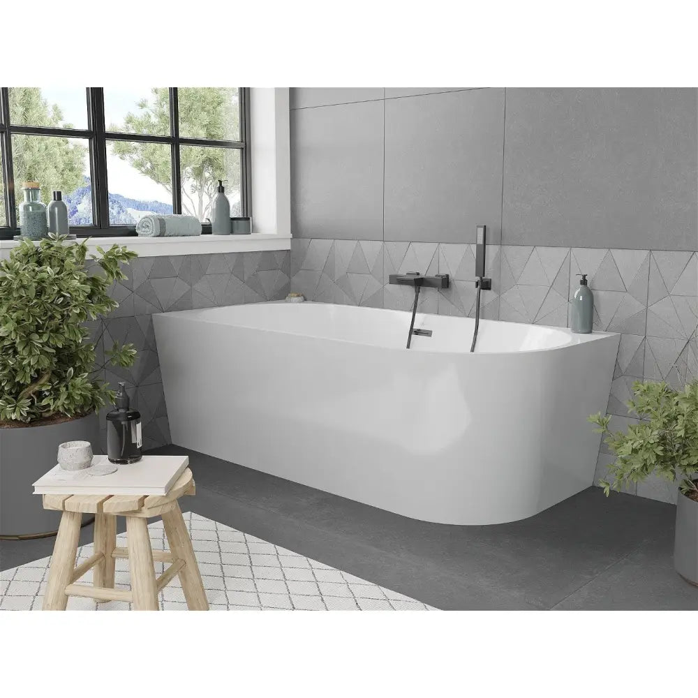 Mexen Mia Frittstående Hjørnebadekar Venstre 170x80 Cm Hvitt med Sort Overløp - 52691708000l-b