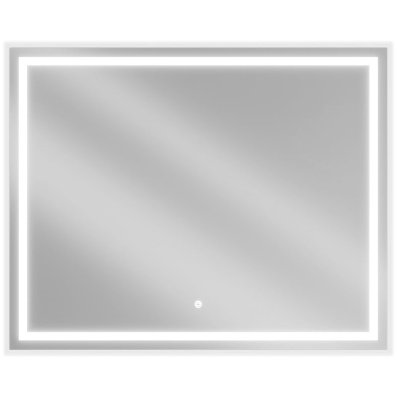 Speil med lys Mexen Miko 100 x 80 cm LED, sett rett forfra med touch-knapp nederst på glasset.