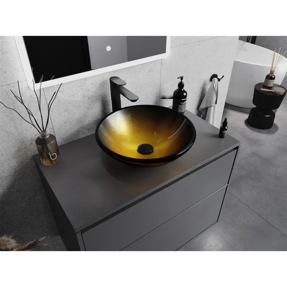 Mexen Mira Glasservant for Benkeplate 42x42 Cm Mørk Gull