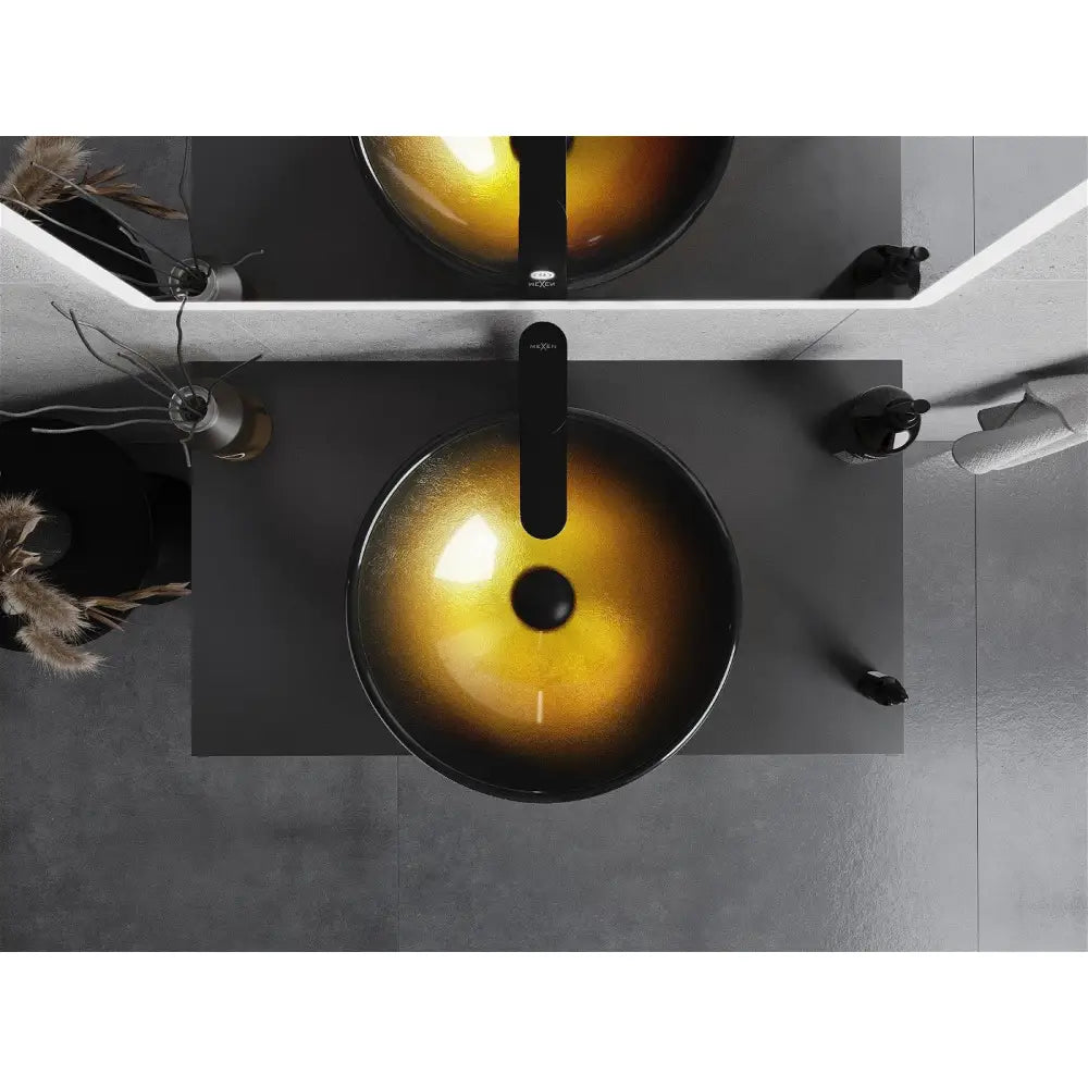 Mexen Mira Glasservant for Benkeplate 42x42 Cm Mørk Gull