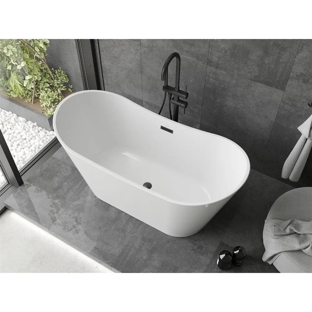 Mexen Montana Frittstående Badekar 150x72 Cm Hvit Sort Overløp - 52011507500-b