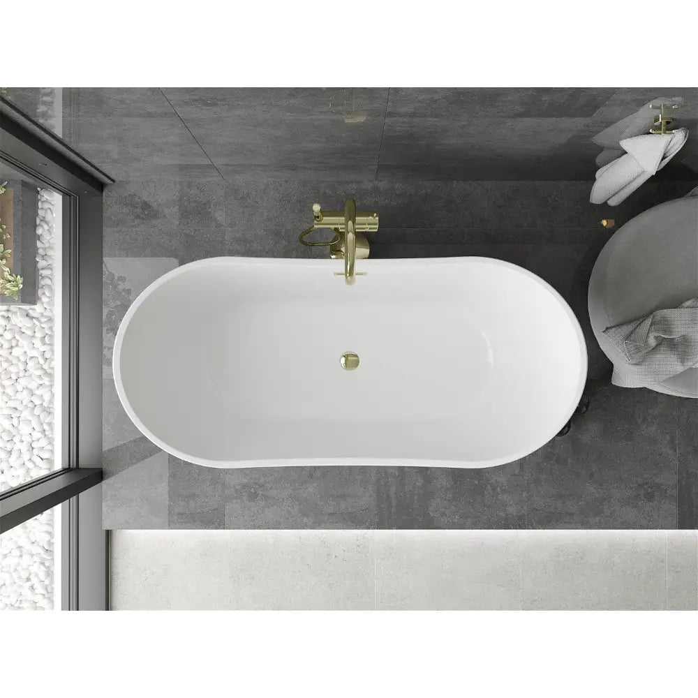 Mexen Montana Frittstående Badekar 150x72 Cm Hvit/svart Gull Overløp - 52011507575-g