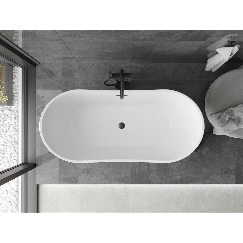 Mexen Montana Frittstående Badekar 150x72 Cm Hvitt/svart Svart Overløp - 52011507575-b