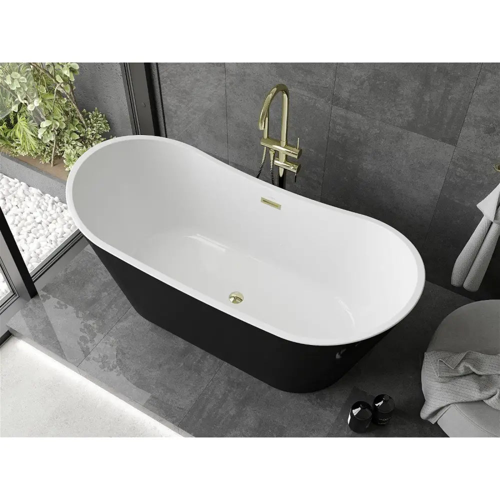 Mexen Montana Frittstående Badekar 170x80 Cm Hvit/svart Gull Overløp - 52011708075-g