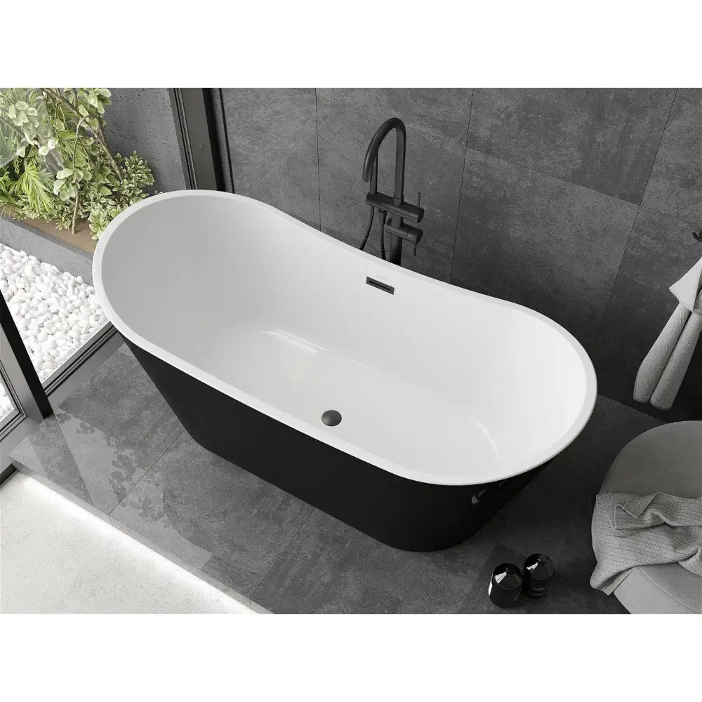 Mexen Montana Frittstående Badekar 170x80 Cm Hvit/svart Overløp Svart - 52011708075-b