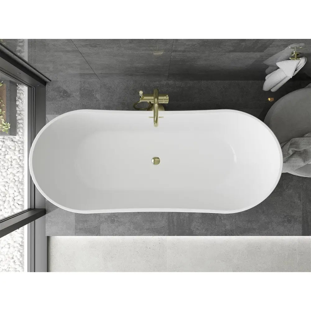 Mexen Montana Frittstående Badekar 180x80 Cm Hvit Gull Overløp - 52011808000-g