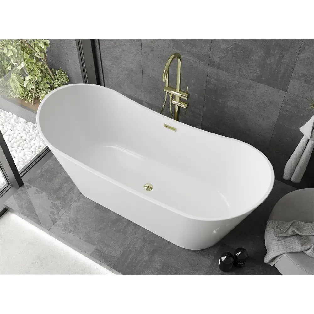 Mexen Montana Frittstående Badekar 180x80 Cm Hvit Gull Overløp - 52011808000-g