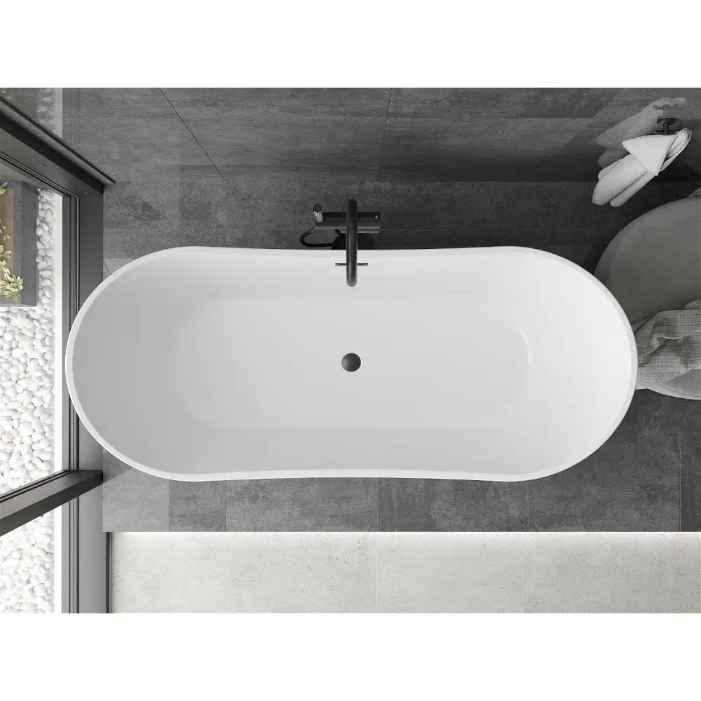 Mexen Montana Frittstående Badekar 180x80 Cm Hvitt Svart Overløp - 52011808000-b