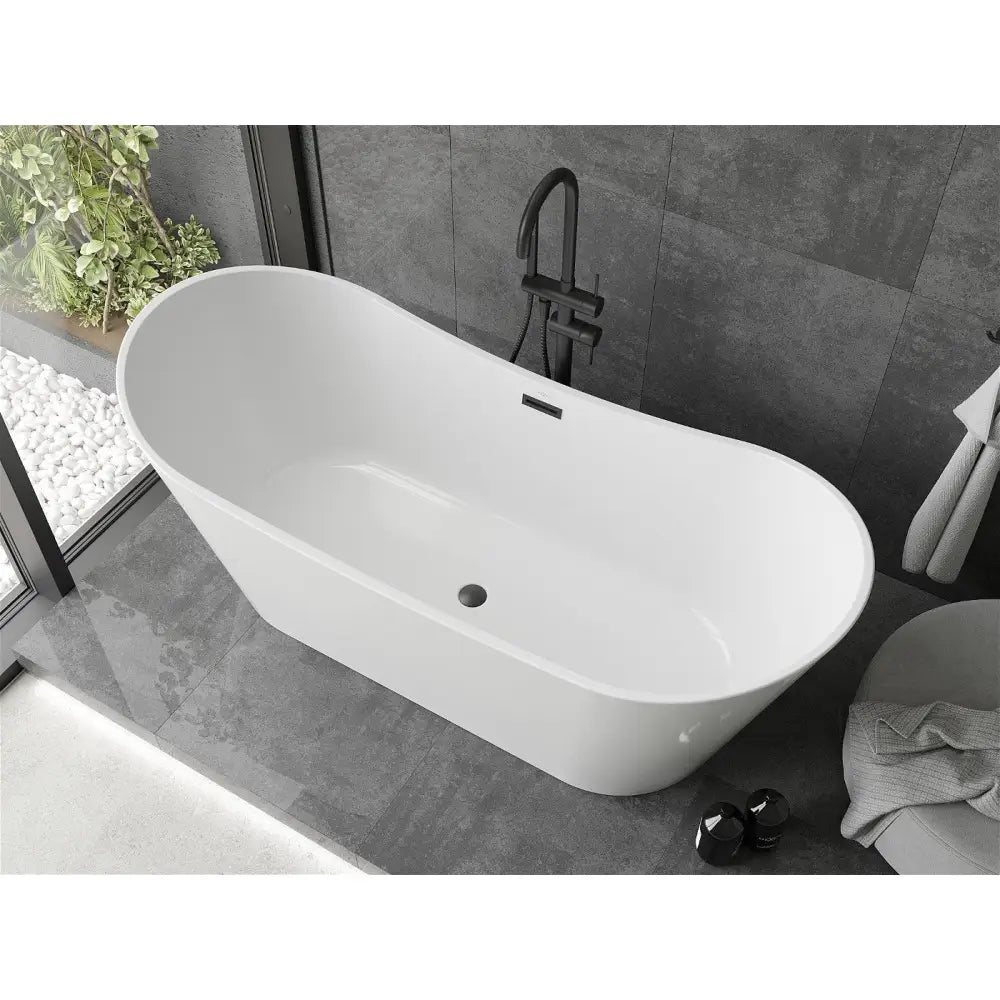 Mexen Montana Frittstående Badekar 180x80 Cm Hvitt Svart Overløp - 52011808000-b