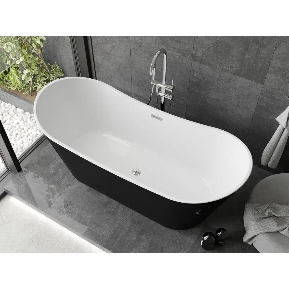 Mexen Montana Frittstående Badekar 180x80 Cm Hvitt/svart Svart Overløp - 52011808075-b