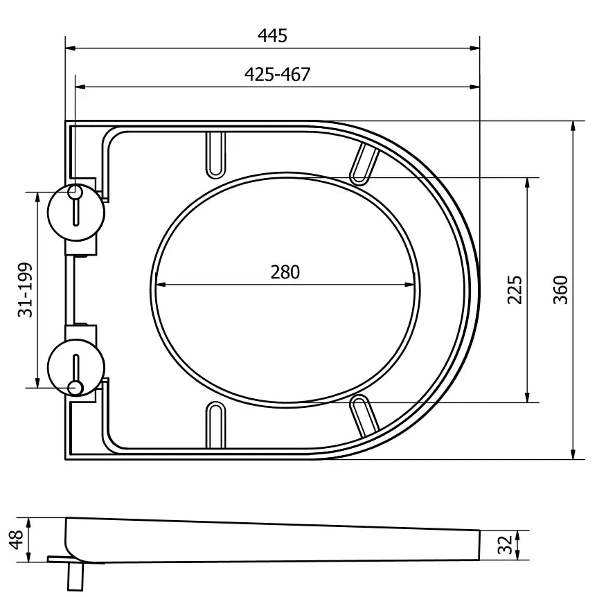 Mexen Myknedfallende Hardtsete Duroplast Hvitt