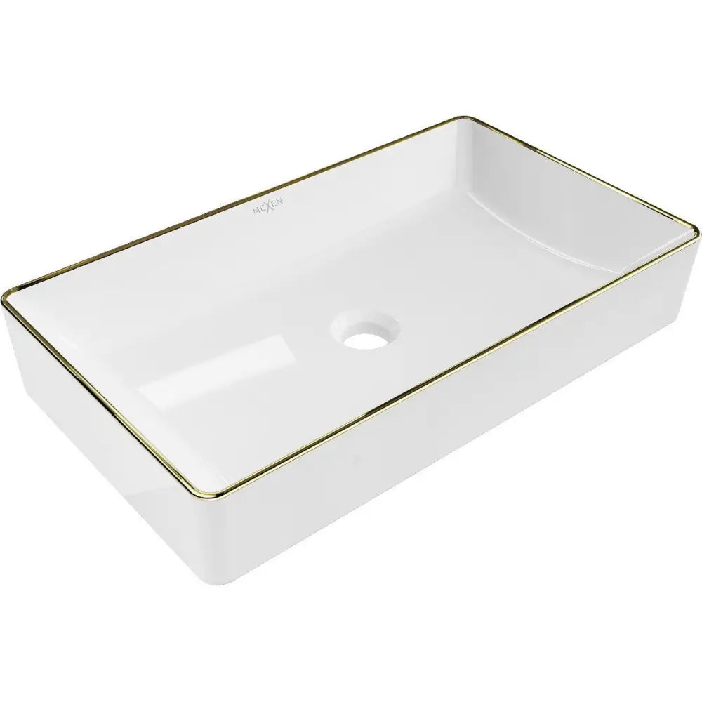 Mexen Nadia Benkeplatevask 62x35 Cm Hvit/gullkant