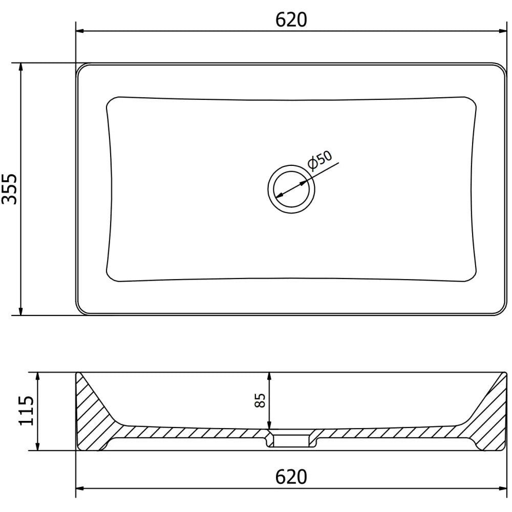 Mexen Nadia Benkeplatevask 62x35 Cm Hvit/gullkant