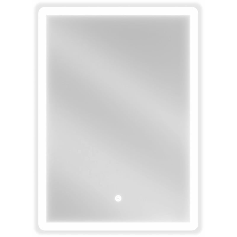 Speil med lys rektangulært LED-speil 50 x 70 cm sett forfra med berøringsknapp nederst.