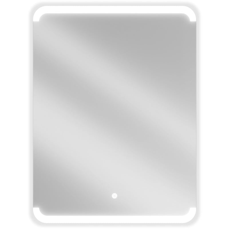 Speil med lys rektangulært LED-speil Mexen Nida 60 x 80 cm sett forfra med touch-knapp nederst.