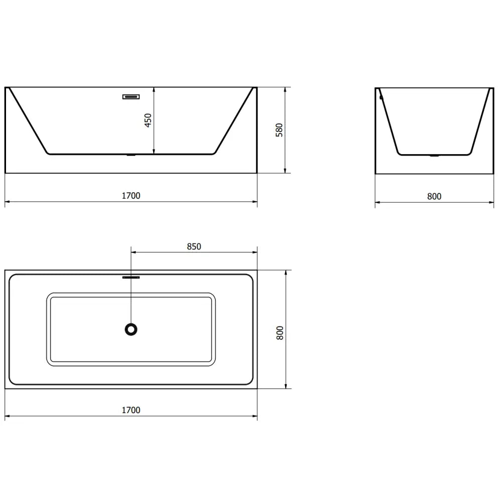 Mexen Nita Frittstående Badekar 170x80 Cm Hvit med Svart Overløp - 52091708000-b