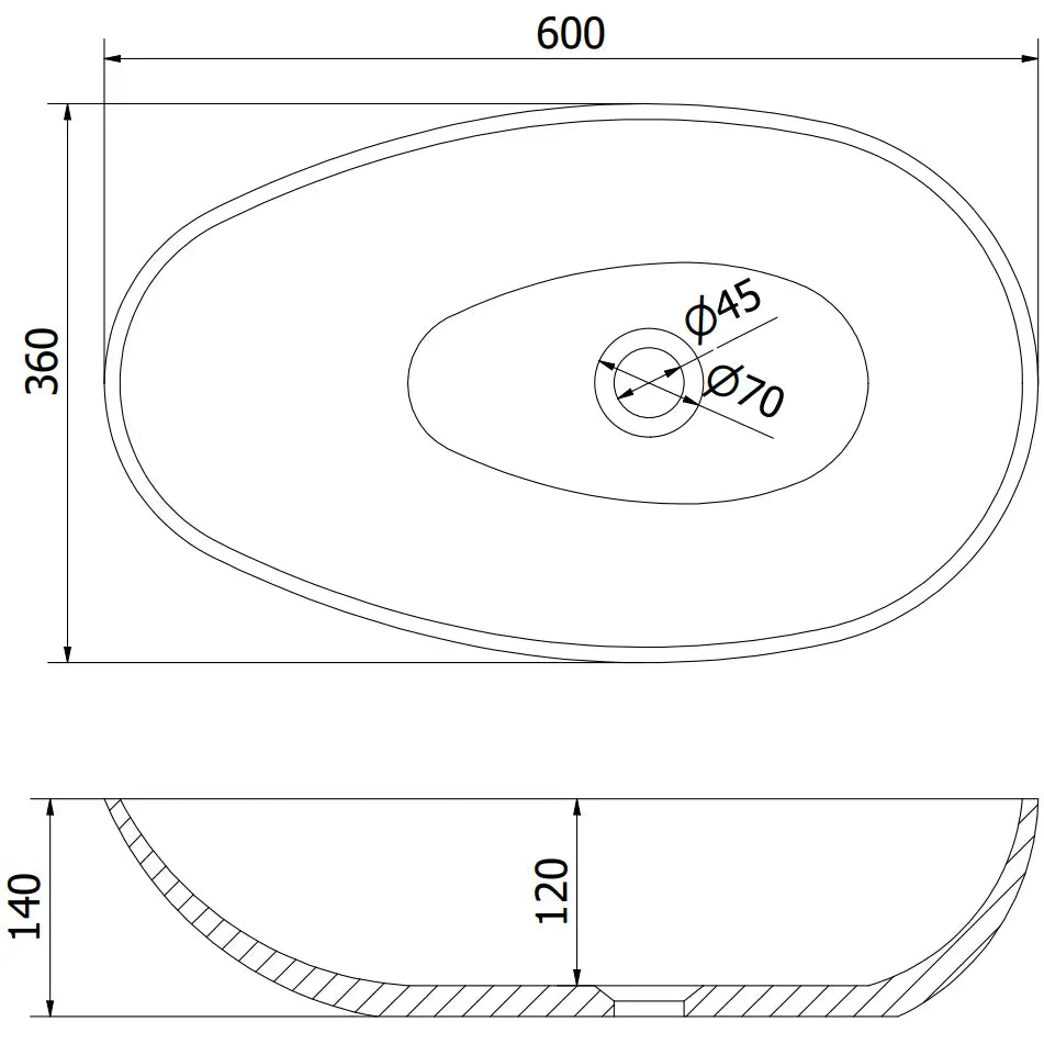 Mexen Nora Benkeplatevask i Kompositt 60x36 Cm Svart