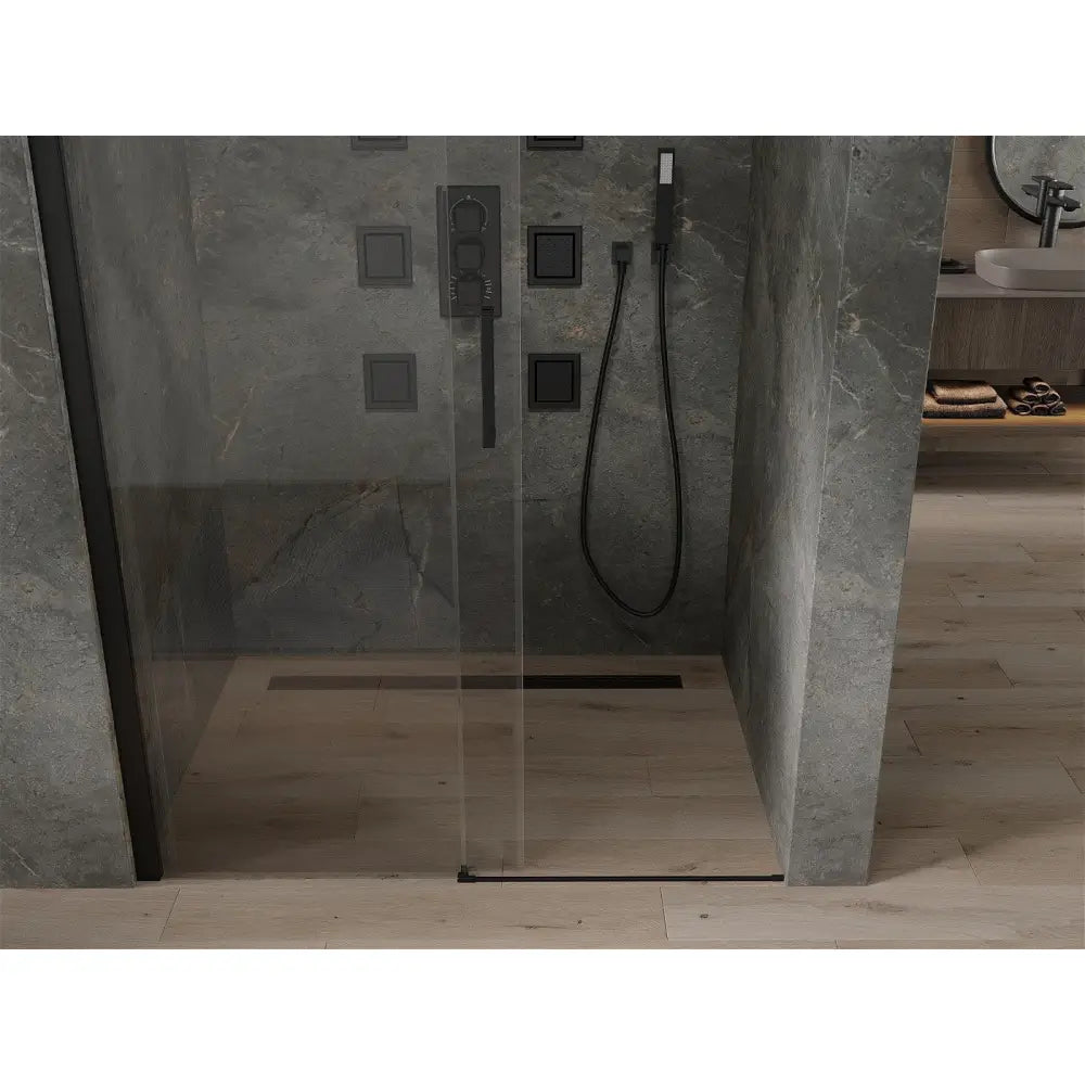 Dusjdører Skyvbare 130 Cm Gjennomsiktige Sorte
