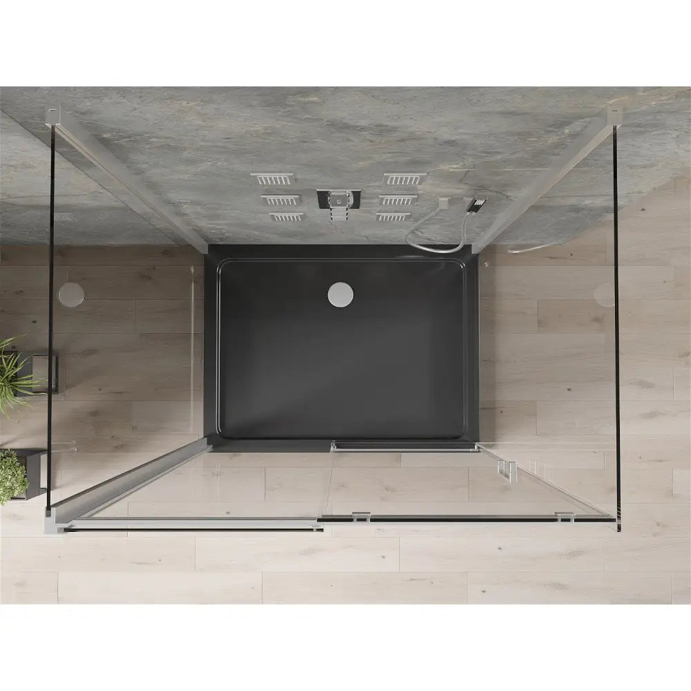 Dusjhjørne med Dusjbrett 3-veggs Skyvedør 130x80 Cm Gjennomsiktig Krom