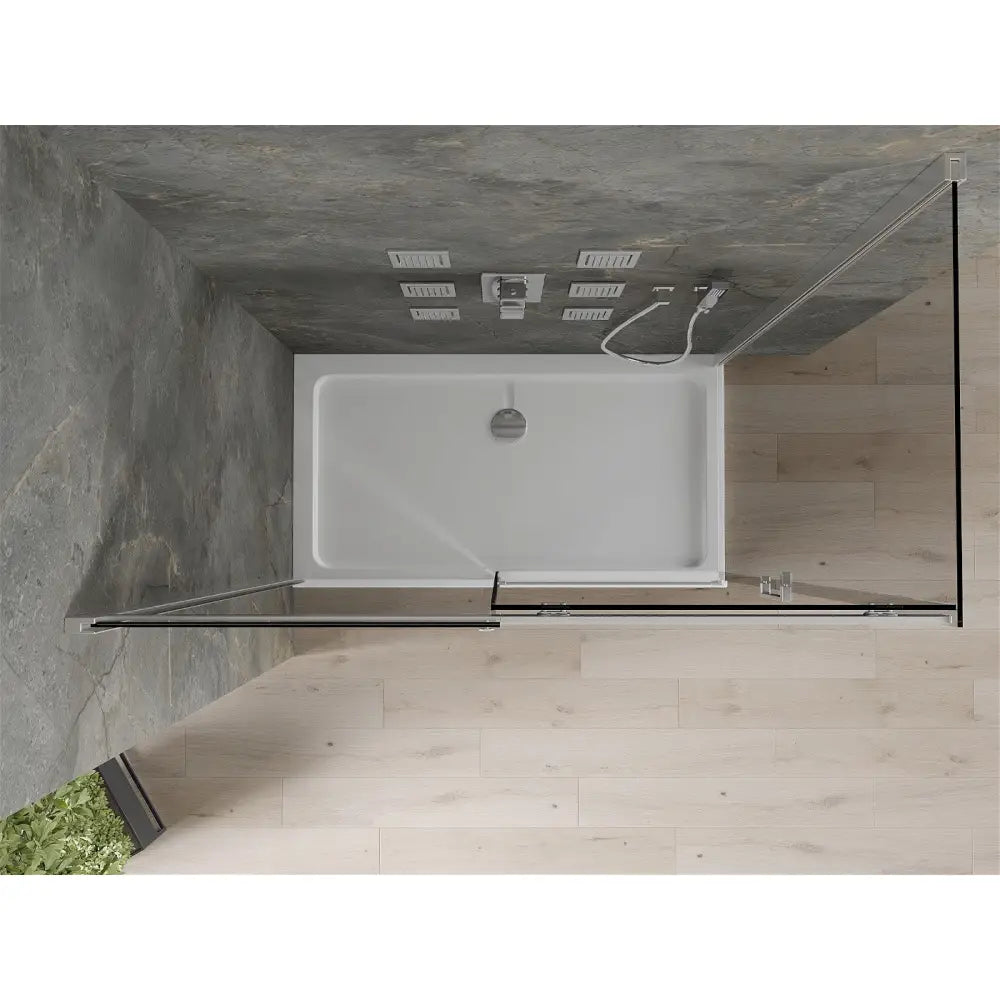 Dusjhjørne med Dusjbrett 140x80 Cm Skyvedør Grafitt Krom