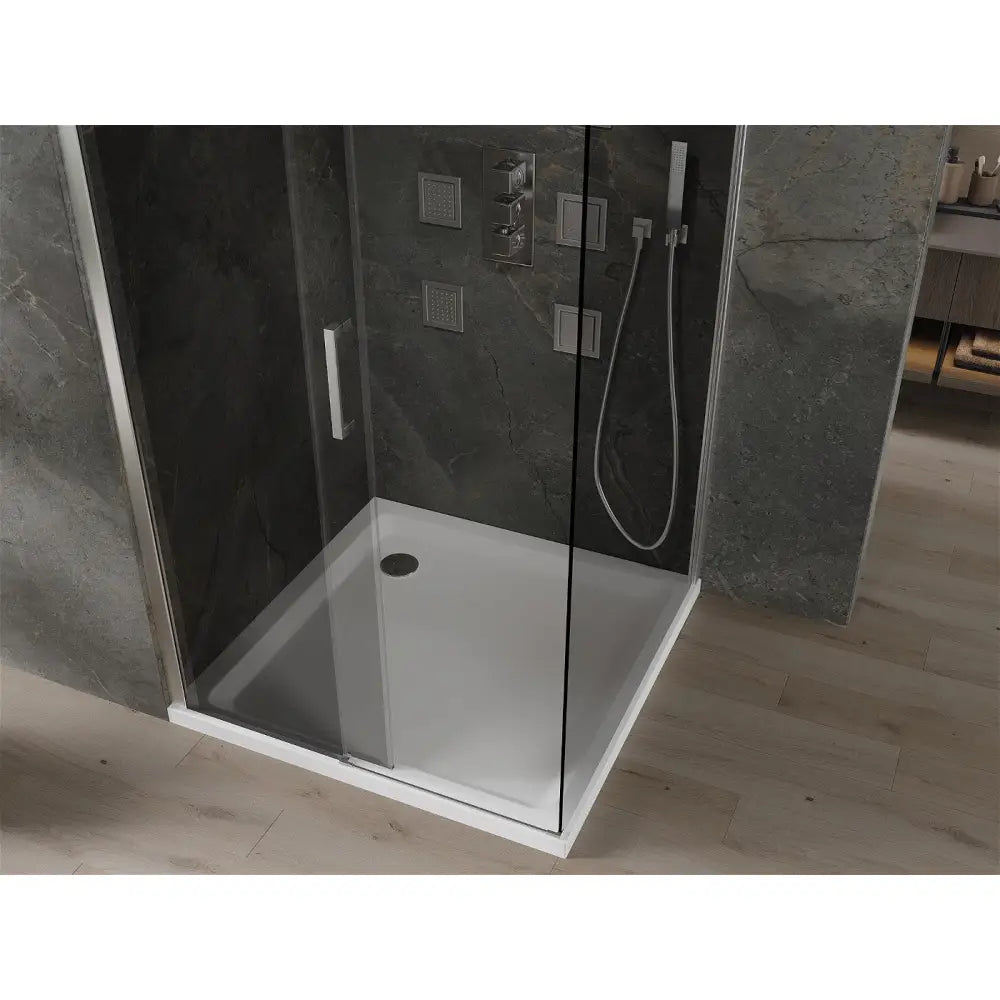Dusjhjørne med Dusjbrett Skyvedør 100x100 Cm Grafitt