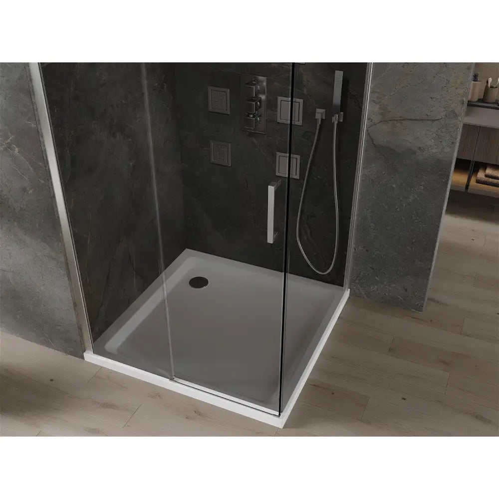 Dusjhjørne med Dusjbrett Skyvedør 100x100 Cm Grafitt